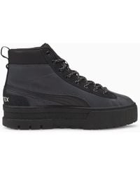 PUMA - Mayze Mid Gtx Lace-up Black Smooth Leather S Boots 381890_01 - Lyst