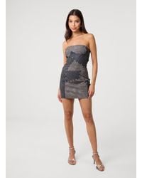 Pink Vanilla - Pu Studded Patchwork Mini Dress - Lyst