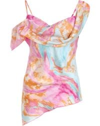 Quiz - Marble Print Satin Asymmetric Top - Lyst