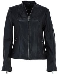 Ashwood Leather - 'Kate' Real Mandarin Collar Biker Jacket - Lyst