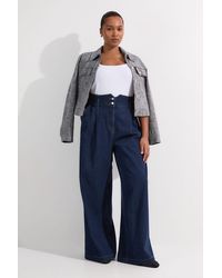 Karen Millen - Plus Size Denim Wide Leg Trousers - Lyst