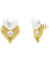 The Jewellery Stockroom - Plated Statement Heart Stud Earrings - Lyst