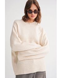 MixRay - Oversized Ribbed Knit Sweater With Crew Neck - Lyst