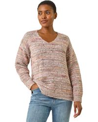 Roman - Shimmer V-Neck Knitted Jumper - Lyst