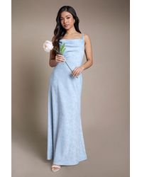 Oasis - Petite Double Strap Cowl Neck Satin Jacquard Bridesmaid Midi Dress - Lyst