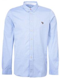 PS by Paul Smith - Zebra Badge Organic Tailored Fit Long Sleeve Shirt - Light Blue - Lyst