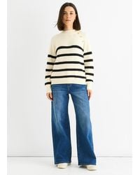 Gini London - Stripe Cable Knit Button Oversized Jumper - Lyst