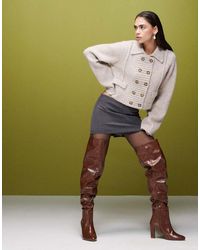 ASOS - Kaia Block Heeled Ruched Over The Knee Boots - Lyst