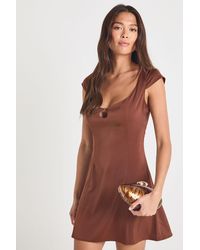 Boohoo - Satin Cap Sleeve Mini Shift Dress - Lyst
