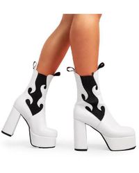 LAMODA - Ankle Boots Feelings Round Toe Platform Heels With Pull Tabs - Lyst