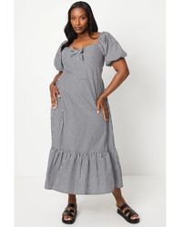 Dorothy Perkins - Curve Mono Gingham Tie Front Tiered Midi Dress - Lyst