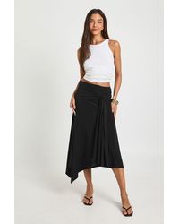 Boohoo - Double Layer Slinky Tie Waist Midi Skirt - Lyst