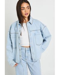 Boohoo - Studded Denim Jacket - Lyst