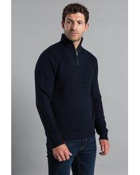 Kensington Eastside - Dark Waffle Knit Jumper With 1/4 Zip Funnel Neck - Lyst