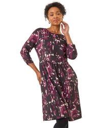 Roman - Petite Abstract Gathered Stretch Dress - Lyst