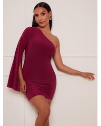 Chi Chi London - Petite One-Shoulder Long Sleeve Mini Dress - Lyst