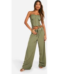 Boohoo - Lace Up Detail Trouser - Lyst