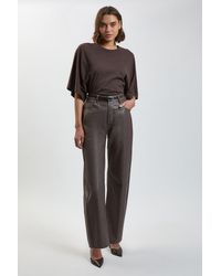 Karen Millen - Metallic Denim Coated Barrel Jean - Lyst