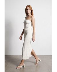 Dilvin - Asymmetrical One-Shoulder Ribbed Midi Dress - Lyst
