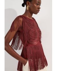Karen Millen - Draped Fringe Knitted Top - Lyst