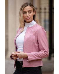 Ashwood Leather - 'Francesca' Collarless Real Fashion Jacket - Lyst