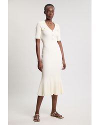 Karen Millen - Military Trim Rib Knit Collared Maxi Dress - Lyst