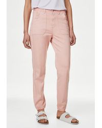 Marks & Spencer - M&S Collection Ladies Cotton Blend Slim Fit Ankle Grazer Joggers - Lyst