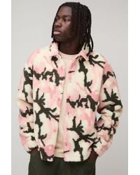 BoohooMAN - Oversized Camo Borg Overshirt - Lyst