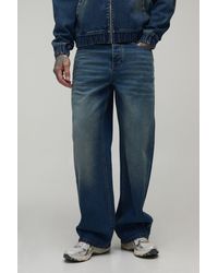 BoohooMAN - Tall Washed Studded Pocket Relaxed Fit Jeans - Lyst