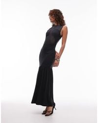 ASOS - Mesh Panel Fabric Mix Maxi Dress - Lyst