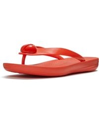 Fitflop - Iqushion Glossy-Button Polyurethane Cherry Tomato Flip Flops - Lyst