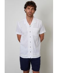 Threadbare - Cotton Crochet Lace Short Sleeve Shirt With Linen - Lyst