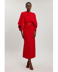 Karen Millen - Compact Viscose Asymmetric Cape Maxi Dress - Lyst
