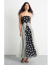 Warehouse - Printed Bandeau Seam Detail Midi Dress - Lyst