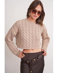 MixRay - Cable Knit Pattern Crew Neck Sweater - Lyst