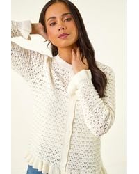 Roman - Petite Textured Frill Hem Knit Cardigan - Lyst
