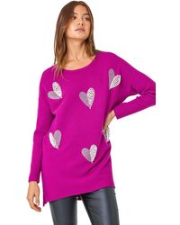 Roman - Sparkle Pearl Embellished Heart Jumper - Lyst