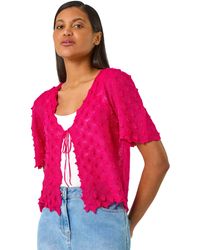 Roman - Textured Tie Front Shrug - Lyst
