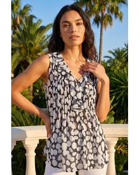 Roman - Spot Print Ruffle Front Buttoned Blouse - Lyst