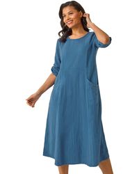 Roman - Textured A-Line Midi Dress - Lyst