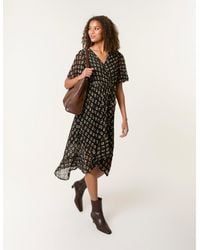 Blue Vanilla - Geometric Mesh Ruffle Wrap Dress - Lyst