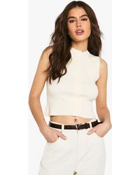 Boohoo - Longline Concealed Button Knitted Waistcoat - Lyst