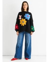 Gini London - Floral Crochet Chunky Knit Oversized Jumper - Lyst