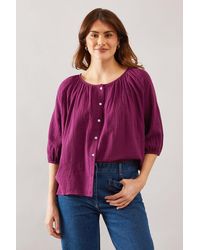 Wallis - Textured Button Blouse - Lyst
