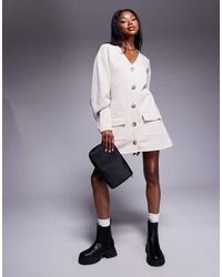 ASOS - Button Through Mini Dress With Cocoon Sleeve - Lyst