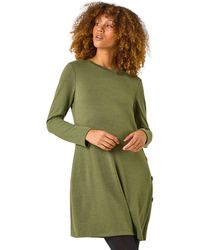 Roman - Side Button Detail Stretch Swing Dress - Lyst