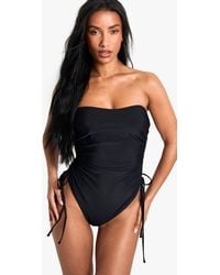 Boohoo - Swimwear Essentials Ruched Tummy Control Swimsuit - Lyst