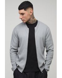 BoohooMAN - Tall Basic Regular Fit Knitted Bomber Jacket - Lyst
