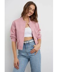 Hiccup - Tweed Round Neck Jacket With A Pocket Detail - Lyst