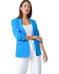 Roman - Ruched 3/4 Sleeve Stretch Blazer - Lyst